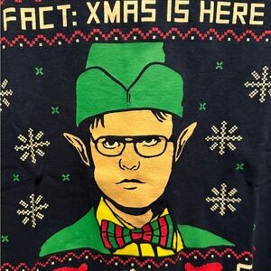 THE OFFICE DWIGHT X-MAS IS HERE ELF UGLY CHRISTMAS BLACK T-SHIRT XL